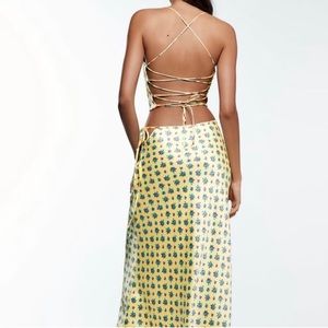 ZARA 2 Piece Satin Crop Top And Skirt Set medium top xs skirt